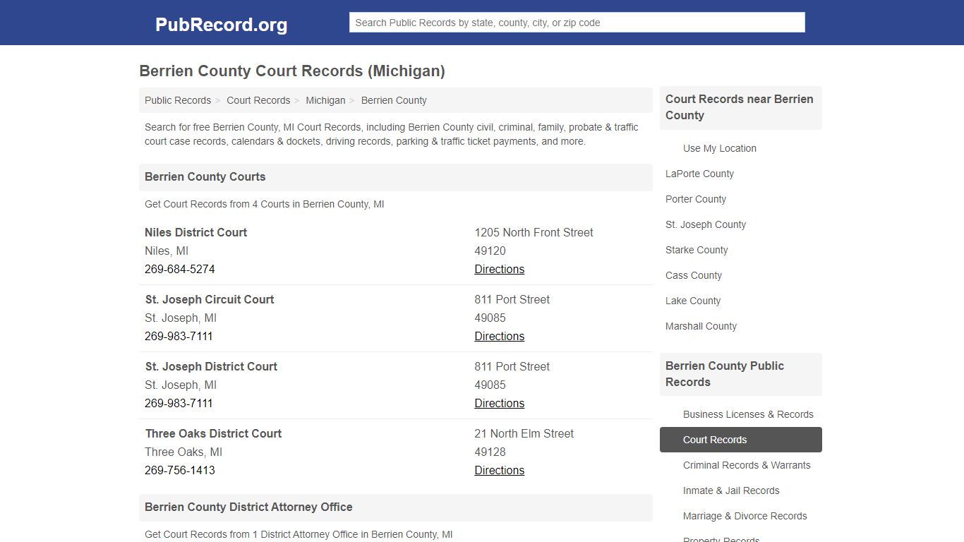 Free Berrien County Court Records (Michigan Court Records)